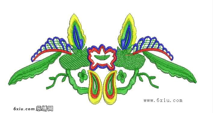 对称花卉刺绣图案绣花花样版带下载-会员免费绣花图案