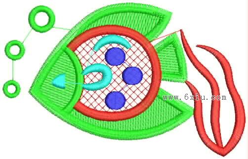 FISH 3　鱼的刺绣图案绣花版带图片